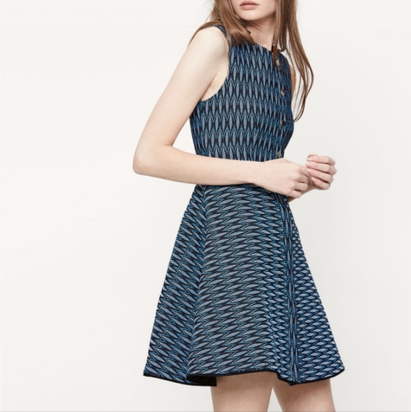 🌟 HOST PICK Maje blue jacquard dress Size 1 - Picture 2 of 13